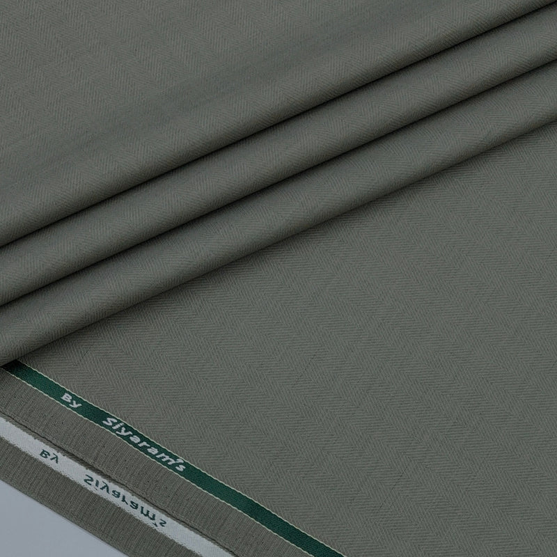 Trouser Fabric Siyaram Poly Viscose Self Herrinbone Colour Laurel Green