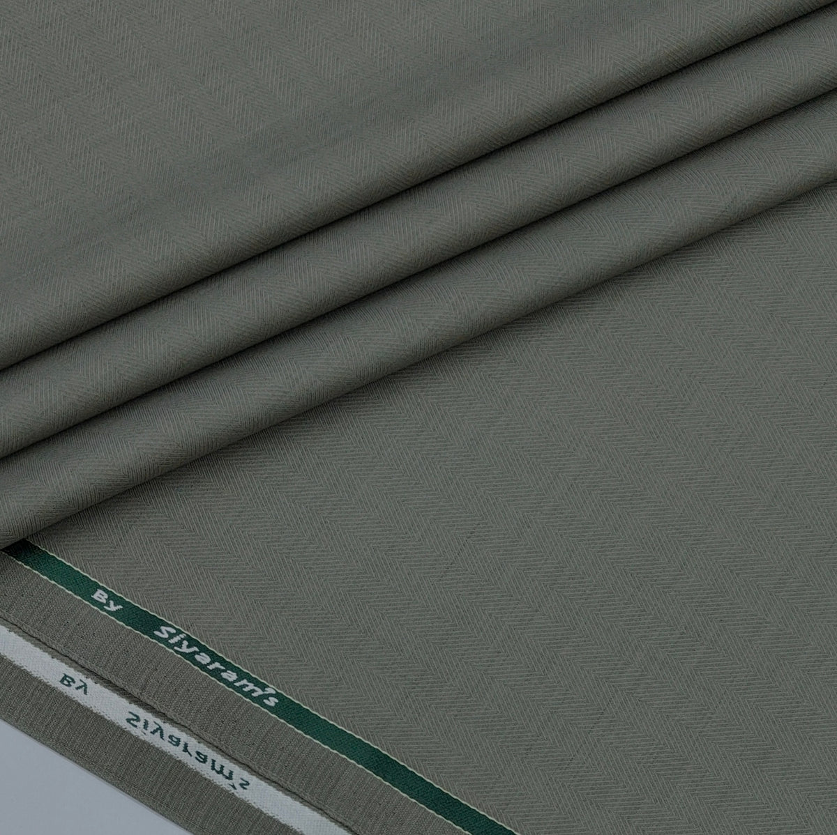 Trouser Fabric Siyaram Poly Viscose Self Herrinbone Colour Laurel Green