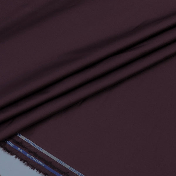 Shirt Fabric Raymond 70s Giza Cotton Plain Colour Burgundy