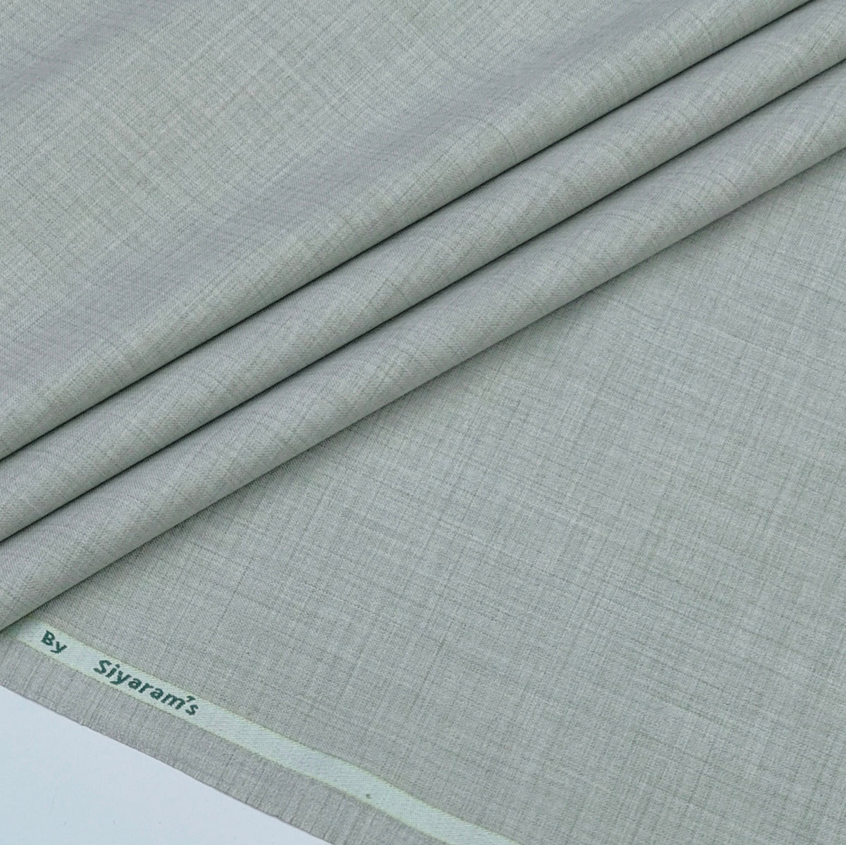 Trouser Fabric Siyaram Poly Viscose Self Check Colour Light Greenish Grey