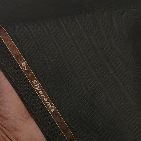 Trouser Fabric Siyaram Poly Viscose Herrinbone Colour Army Green