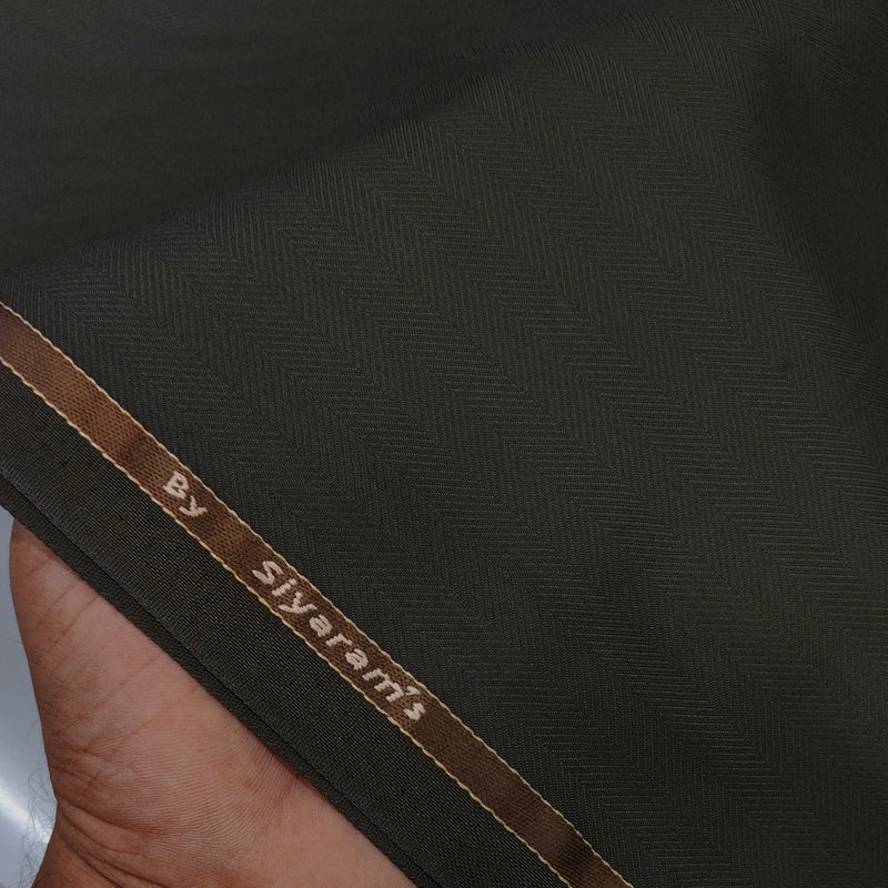 Trouser Fabric Siyaram Poly Viscose Herrinbone Colour Army Green