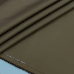 Trouser Fabric Donear Giza Cotton Stretchable Plain Colour Greenish Brown
