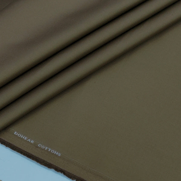 Trouser Fabric Donear Giza Cotton Stretchable Plain Colour Greenish Brown