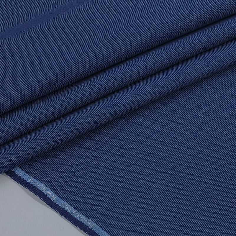 Trouser Fabric Donear Pure Cotton Self Textured Colour Cobalt Blue