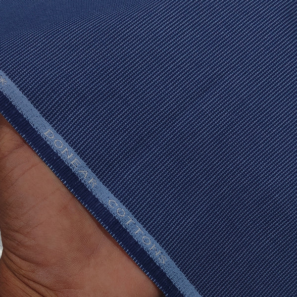 Trouser Fabric Donear Pure Cotton Self Textured Colour Cobalt Blue