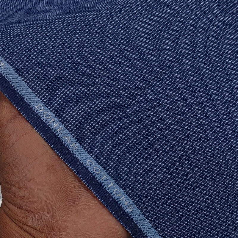 Trouser Fabric Donear Pure Cotton Self Textured Colour Cobalt Blue