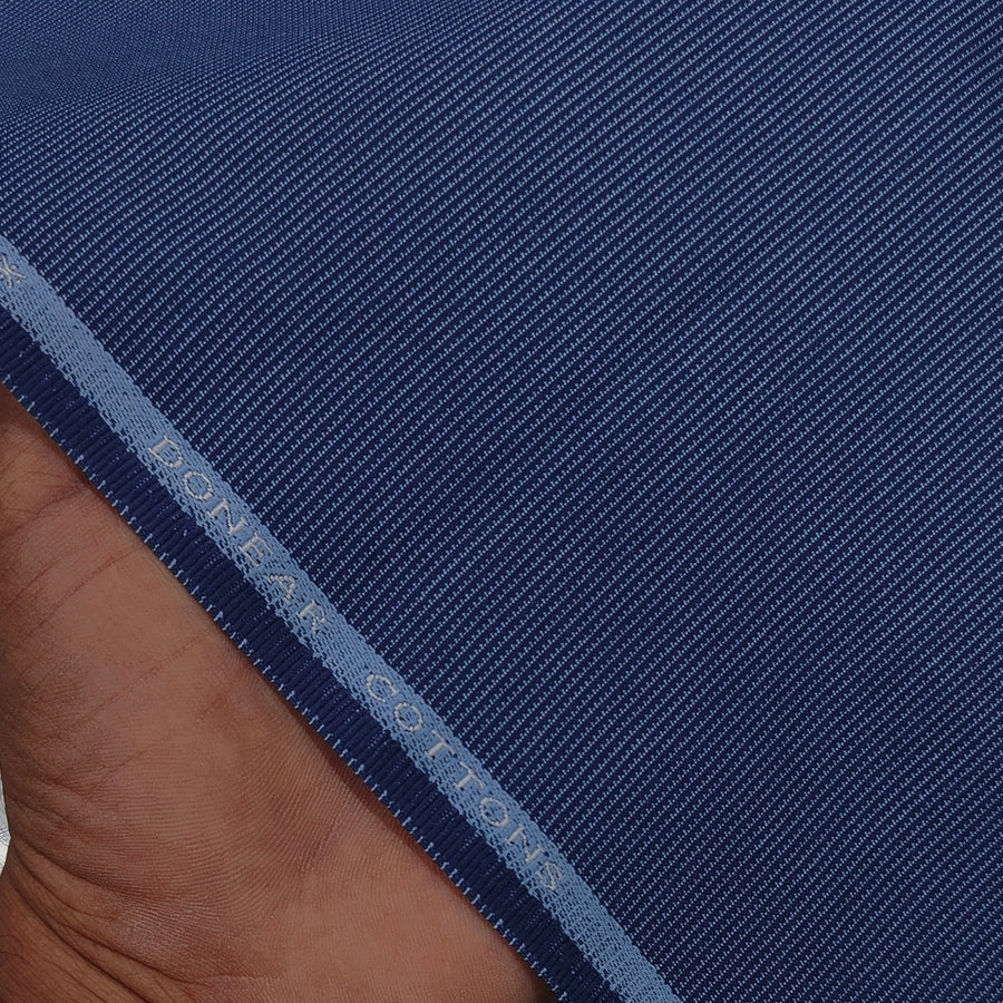 Trouser Fabric Donear Pure Cotton Self Textured Colour Cobalt Blue