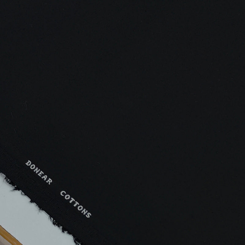 Trouser Fabric Donear Giza Cotton Stretchable Plain Colour Black