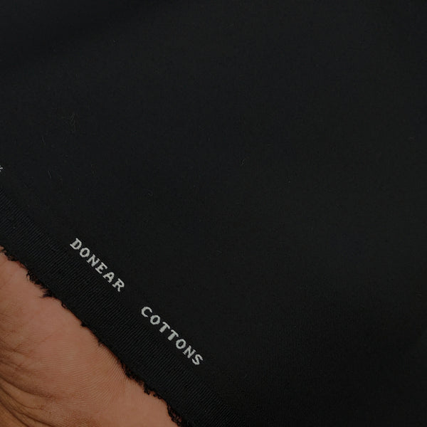 Trouser Fabric Donear Giza Cotton Stretchable Plain Colour Black