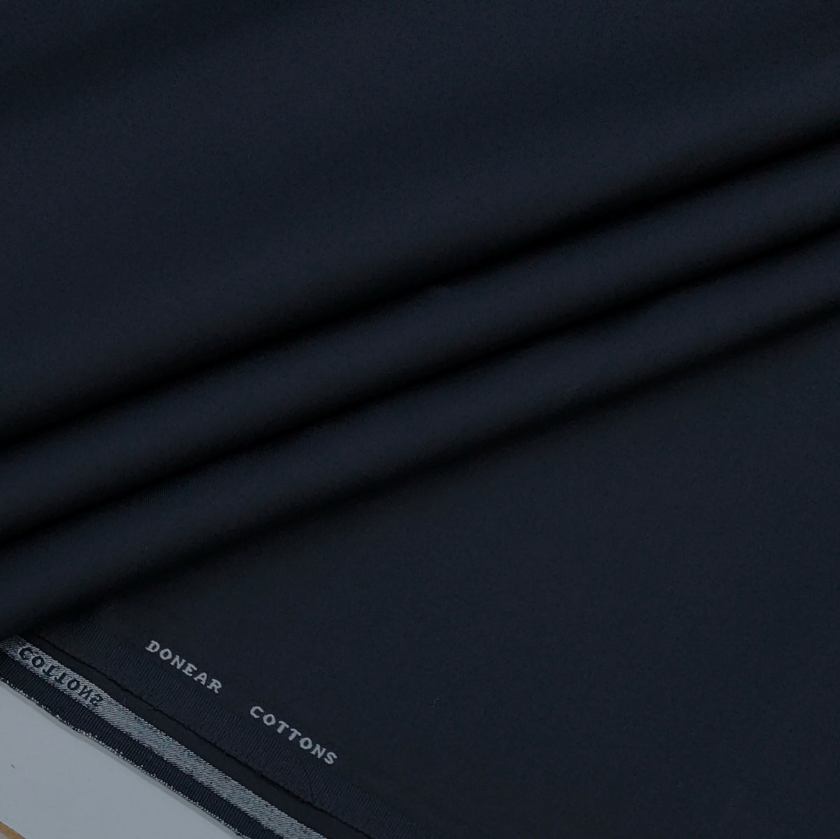 Trouser Fabric Donear Fine Count Giza Cotton Stretchable Plain Colour Blackish Blue