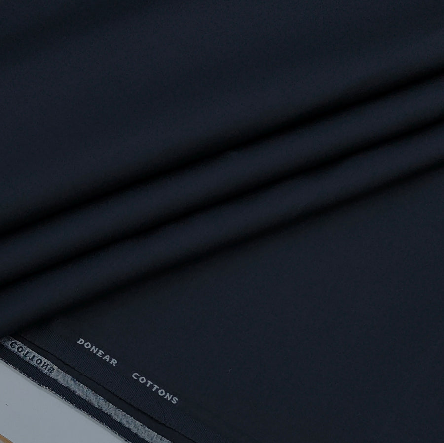 Trouser Fabric Donear Fine Count Giza Cotton Stretchable Plain Colour Blackish Blue