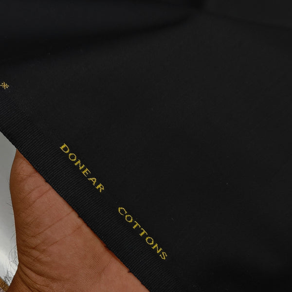 Trouser Fabric Donear Giza Cotton Stretchable Plain Colour Black