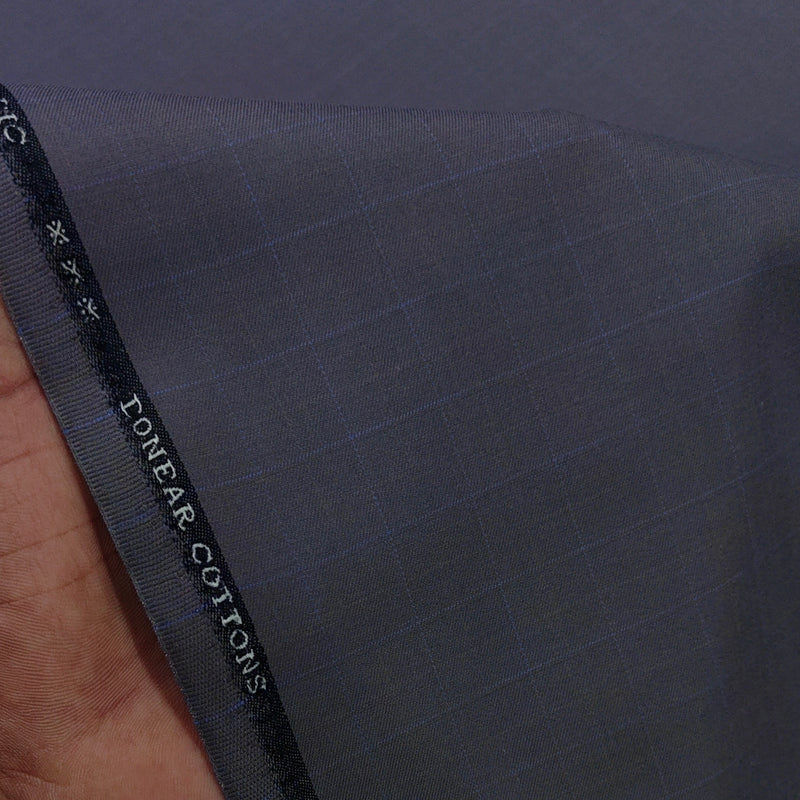 Trouser Fabric Donear Giza Cotton Check Colour Purplish Grey