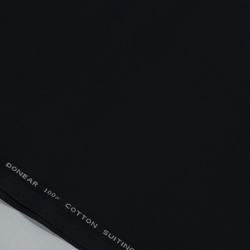 Trouser Fabric Donear Giza Cotton Plain Weave Pattern Colour Black