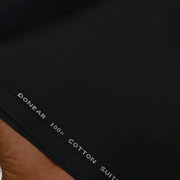 Trouser Fabric Donear Giza Cotton Plain Weave Pattern Colour Black