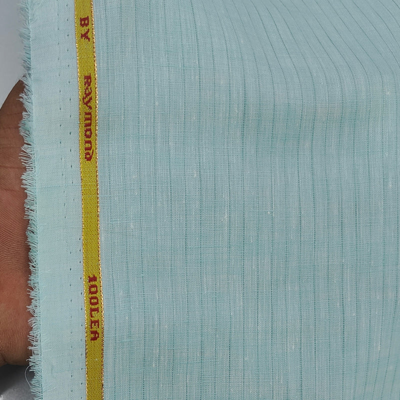 Shirt Fabric Raymond Portofino Super 100Lea*100Lea Pure Linen Fine Pinstripe Colour Pistachio Green