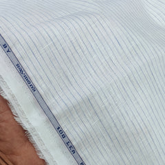 Shirt Fabric Raymond Regio Italia Super 100Lea*100Lea Pure Linen Stripe Colour Blue N White