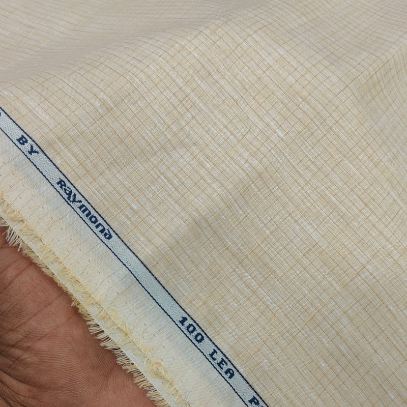 Shirt Fabric Raymond Regio Italia Super 100Lea*100Lea Pure Linen Windowpane Check Colour Natural Brown