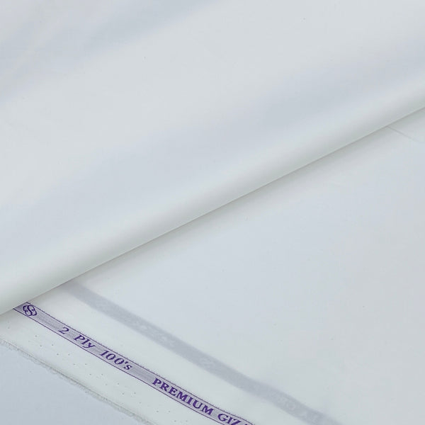 Shirt Fabric Soktas 2ply 120s Giza Cotton Plain Colour White