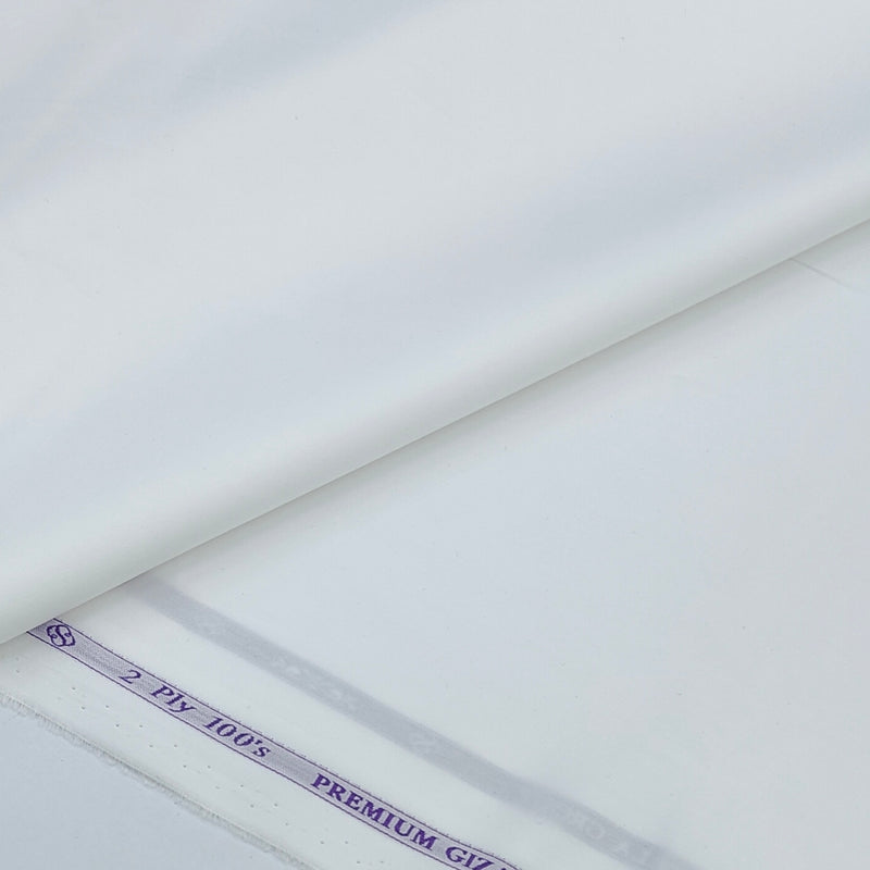 Shirt Fabric Soktas 2ply 120s Giza Cotton Plain Colour White