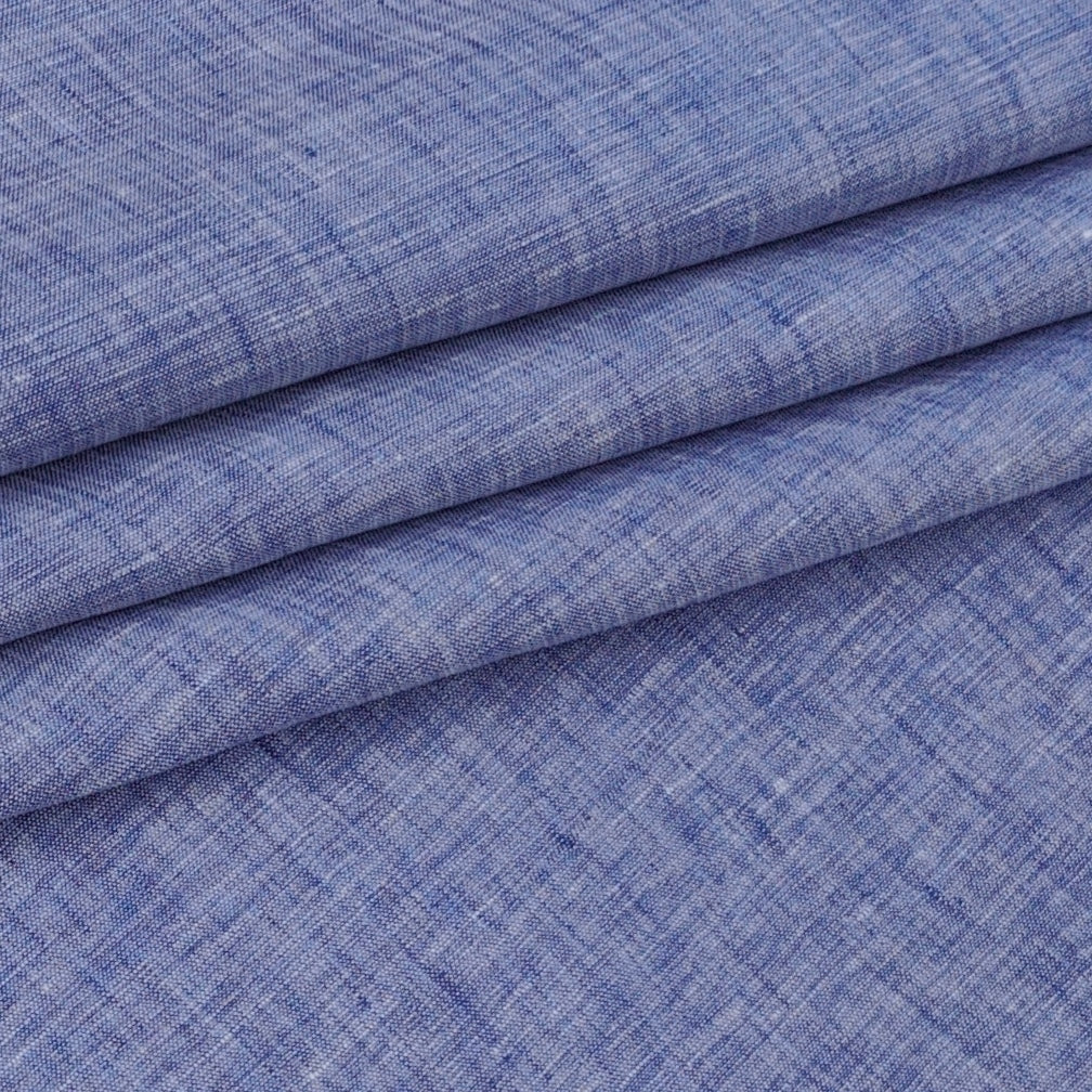 Shirt Fabric Raymond 60Lea×60Lea Pure Linen Plain Colour Indigo Blue