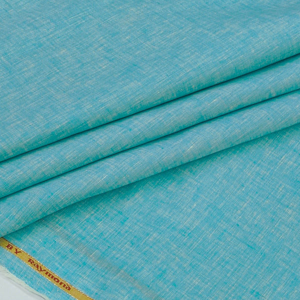 Shirt Fabric Raymond 60Lea×60Lea Pure Linen Slub Texture Colour Light Teal Green