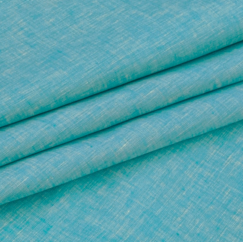 Shirt Fabric Raymond 60Lea×60Lea Pure Linen Plain Colour Light Teal Green
