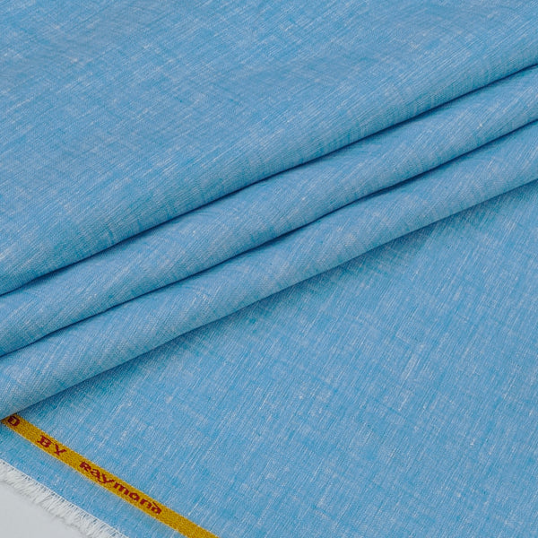 Shirt Fabric Raymond 60Lea×60Lea Pure Linen Slub Texture Colour Vivid Blue