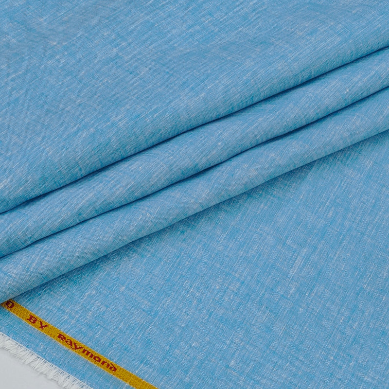 Shirt Fabric Raymond 60Lea×60Lea Pure Linen Slub Texture Colour Vivid Blue