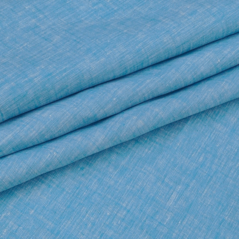 Shirt Fabric Raymond 60Lea×60Lea Pure Linen Slub Texture Colour Vivid Blue