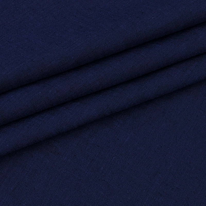 Shirt Fabric Raymond 60Lea×60Lea Pure Linen Slub Texture Colour Dark Blue