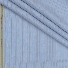 Shirt Fabric Raymond Linen Cotton Vertical Pinstripes Colour Light Blue