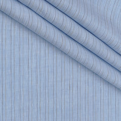 Shirt Fabric Raymond Linen Cotton Vertical Pinstripes Colour Light Blue