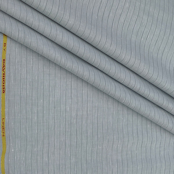 Shirt Fabric Raymond Linen Cotton Vertical Pinstripes Colour Cloud Grey