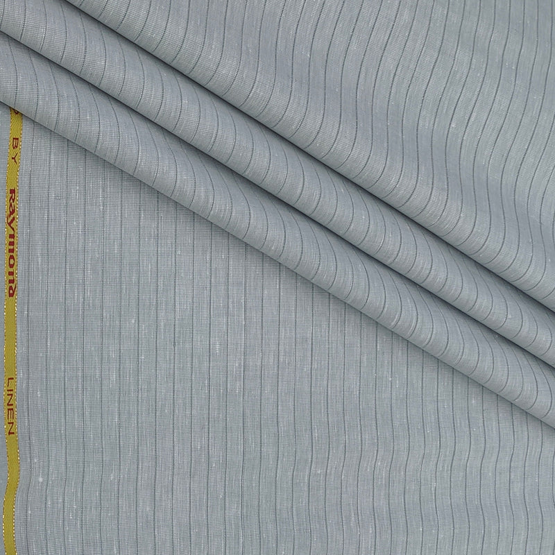 Shirt Fabric Raymond Linen Cotton Vertical Pinstripes Colour Cloud Grey