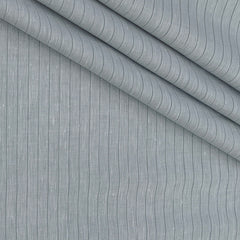 Shirt Fabric Raymond Linen Cotton Vertical Pinstripes Colour Cloud Grey