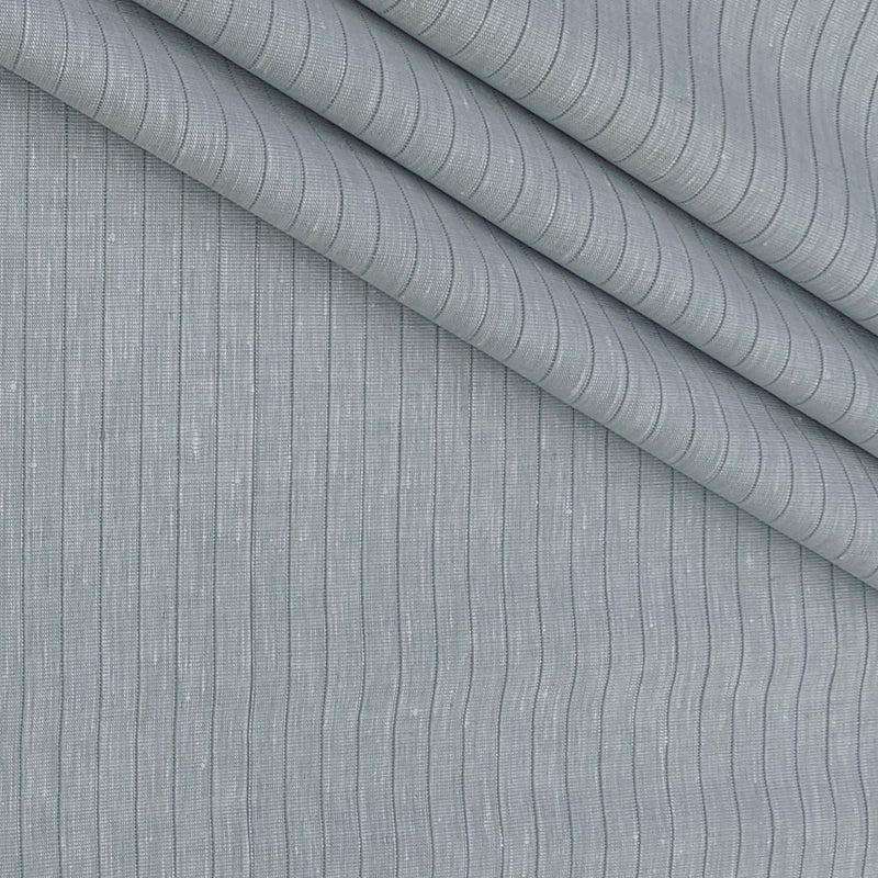 Shirt Fabric Raymond Linen Cotton Vertical Pinstripes Colour Cloud Grey