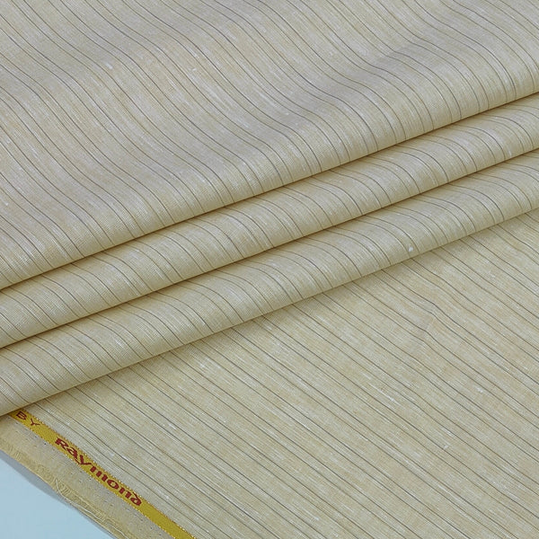 Shirt Fabric Raymond Linen Cotton Vertical Pinstripes Colour Ivory Beige