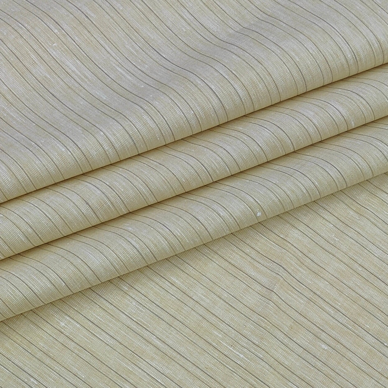 Shirt Fabric Raymond Linen Cotton Vertical Pinstripes Colour Ivory Beige
