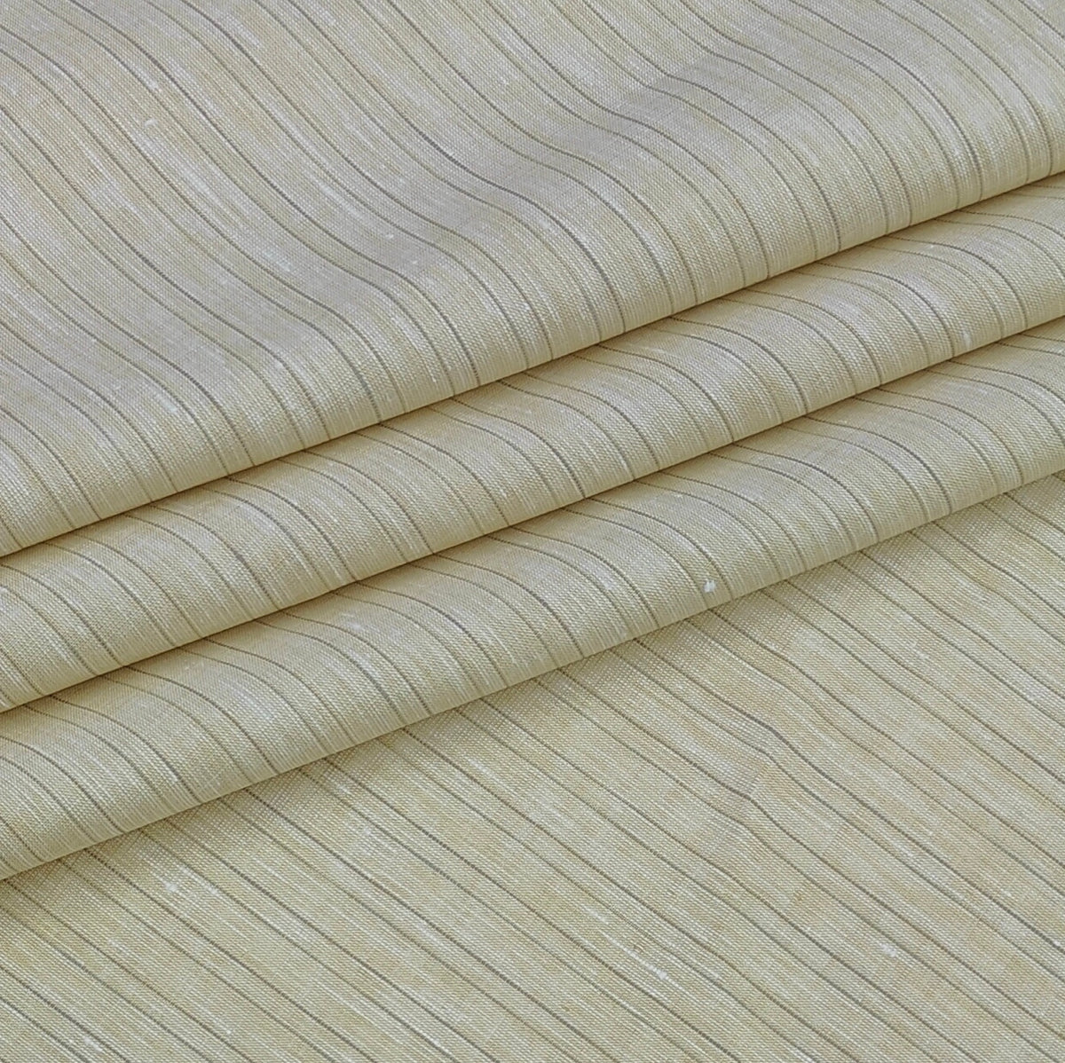 Shirt Fabric Raymond Linen Cotton Vertical Pinstripes Colour Ivory Beige