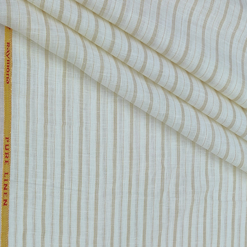 Shirt Fabric Raymond 60Lea×60Lea Pure Linen Vertical Pencil Stripe Colour Off White
