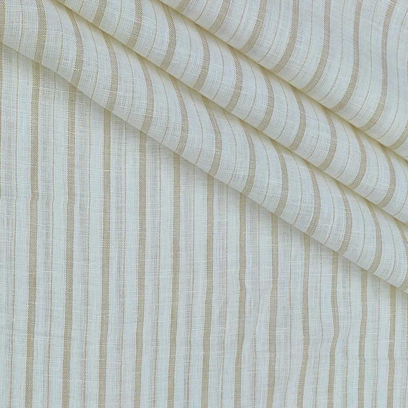 Shirt Fabric Raymond 60Lea×60Lea Pure Linen Vertical Pencil Stripe Colour Off White