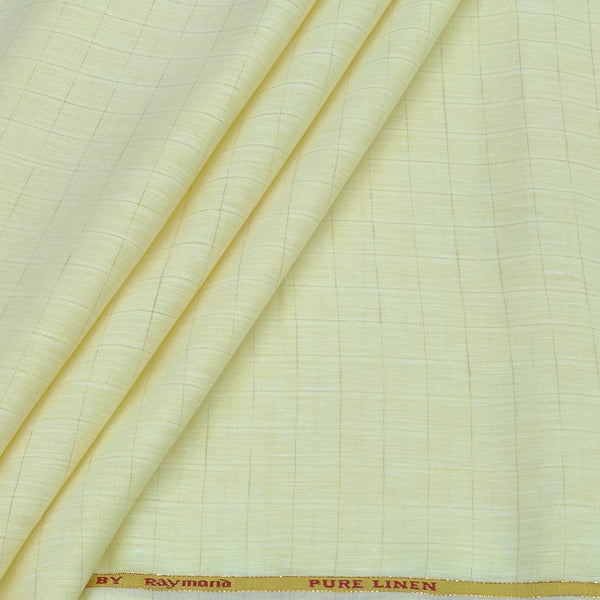 Shirt Fabric Raymond 60Lea×60Lea Pure Linen Windowpane Check Colour Lemon
