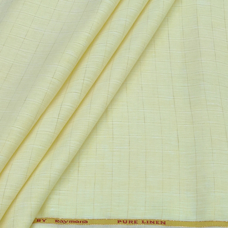 Shirt Fabric Raymond 60Lea×60Lea Pure Linen Windowpane Check Colour Lemon