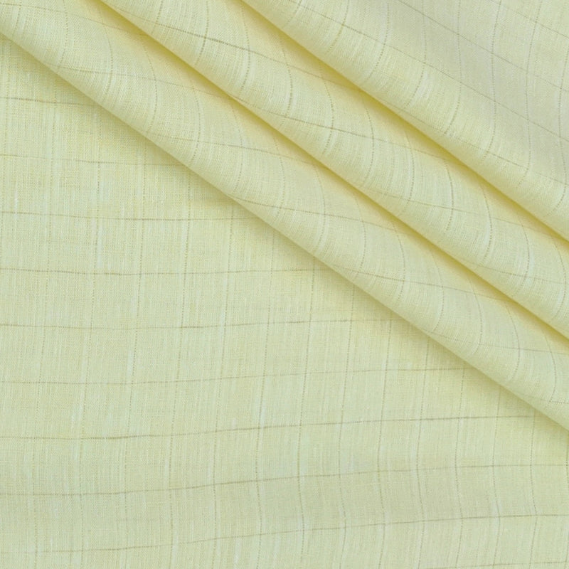 Shirt Fabric Raymond 60Lea×60Lea Pure Linen Windowpane Check Colour Lemon