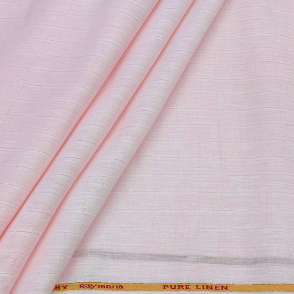 Shirt Fabric Raymond 60Lea×60Lea Pure Linen Self Check Colour Blush Pink