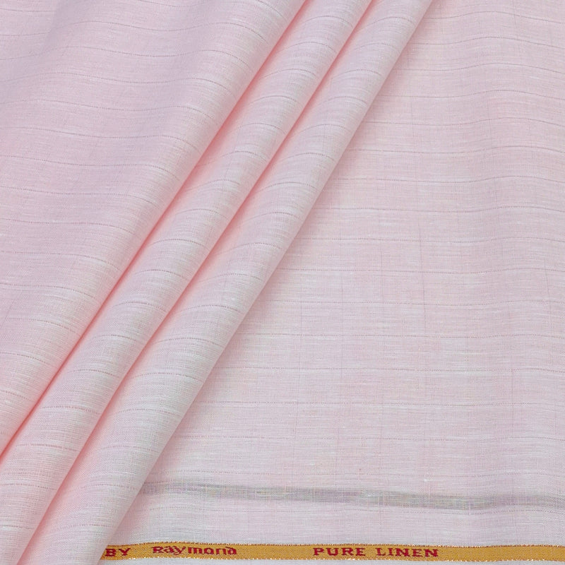 Shirt Fabric Raymond 60Lea×60Lea Pure Linen Self Check Colour Blush Pink