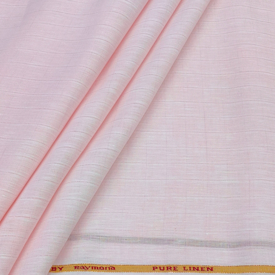 Shirt Fabric Raymond 60Lea×60Lea Pure Linen Self Check Colour Blush Pink