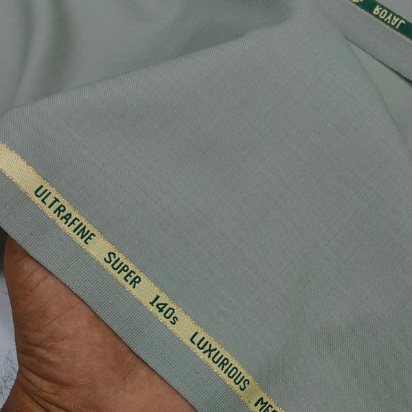 Trouser Fabric Reid & Taylor Super 140s Count 45%Wool Plain Weave Color Light Faded Green